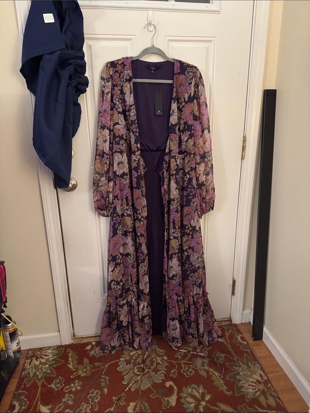 Lulu's Plum Floral Sheer Maxi Dress